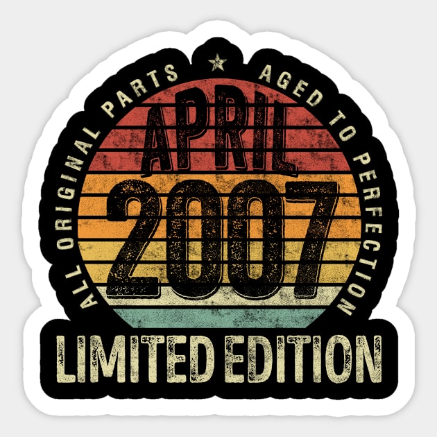 Vintage April 2007 Classic 14 Years Old 2007 Birthday Sticker by TeeBlade